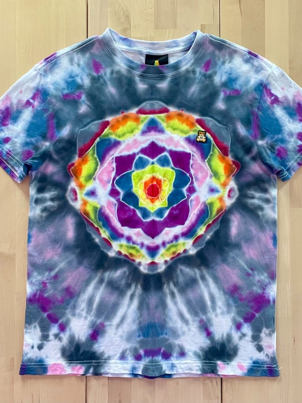 Teddy Fresh Unisex 8-Point Rainbow Mandala Custom Tie Dyed T-Shirt size XS
